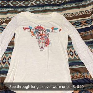 White cow skull long sleeve